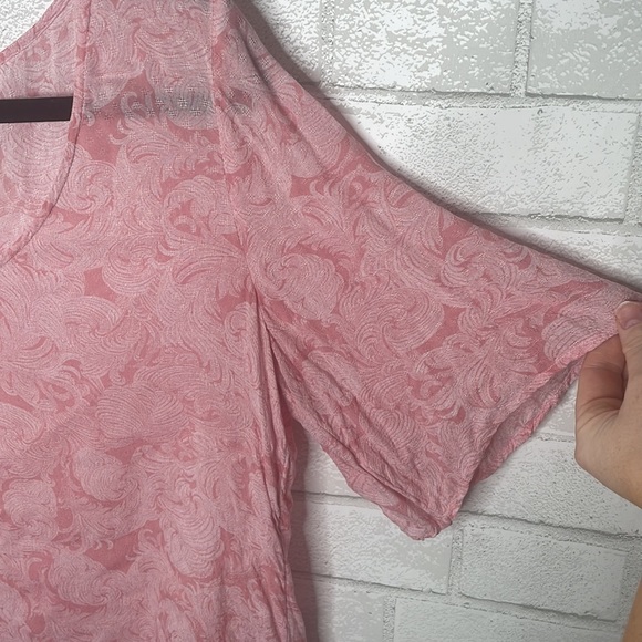Hinge Pink Paisley Style Ruffle Hem Top - Picture 5 of 10
